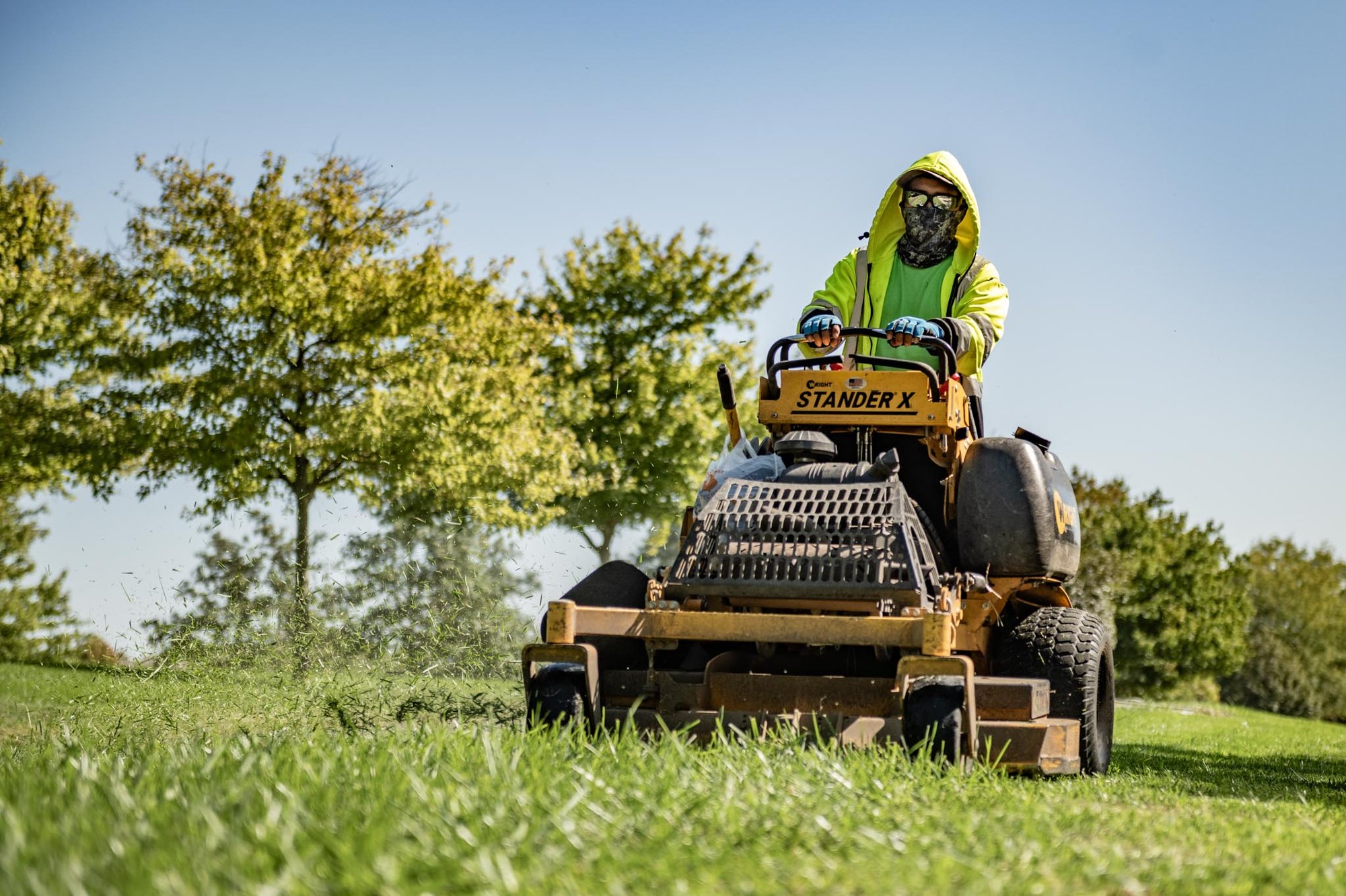 Landscape Maintenance, Lawn Mowing, Safety Equipment, Mowing Crew